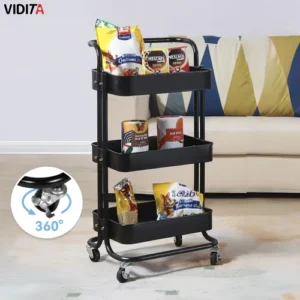 CARRITO DE METAL CON ASA 3 NIVELES