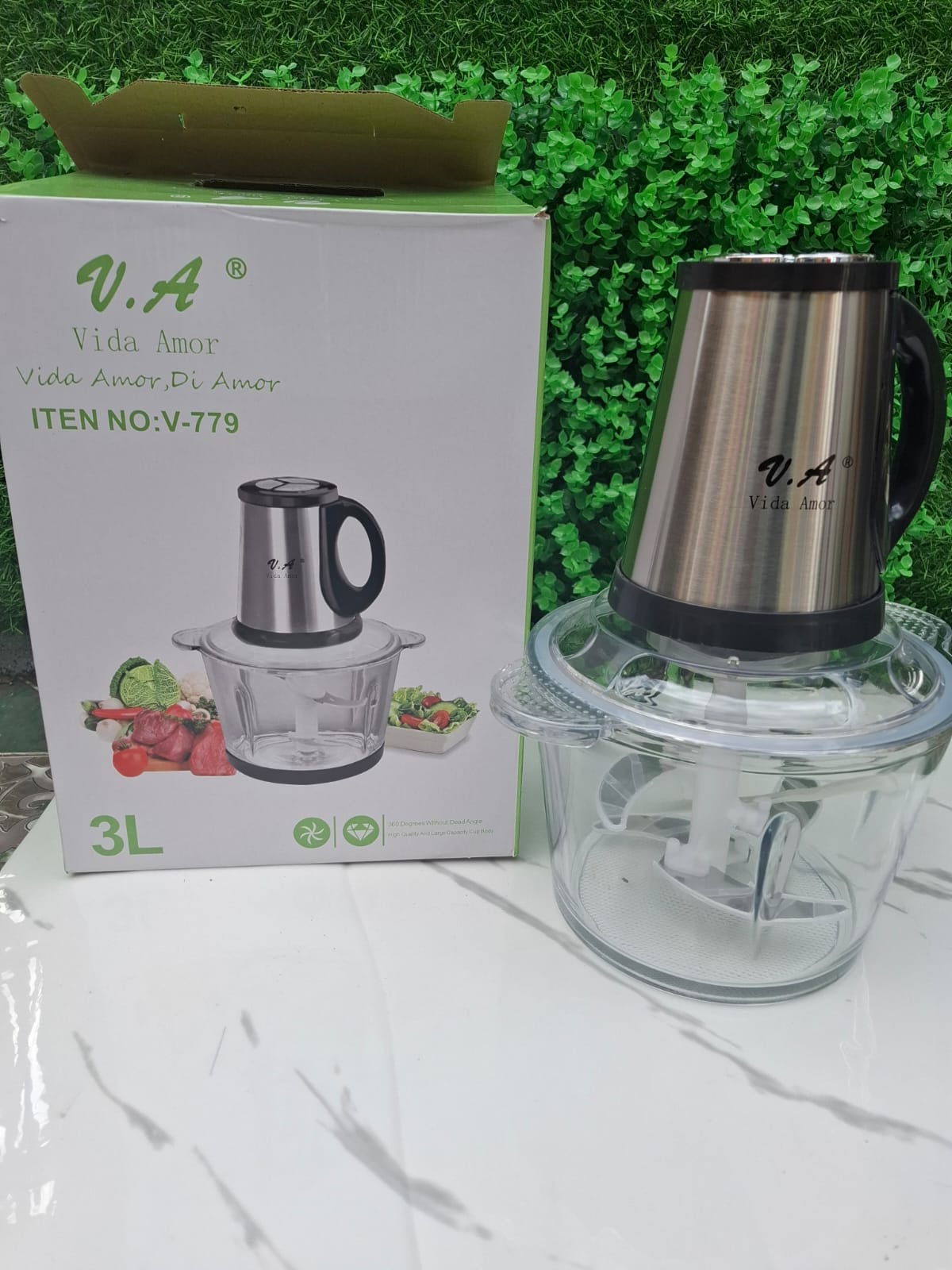 CORTADOR ELECTRICO DE VERDURAS Y CARNES PROCESADOR DE ALIMENTOS DE VIDRIO - Imagen 4