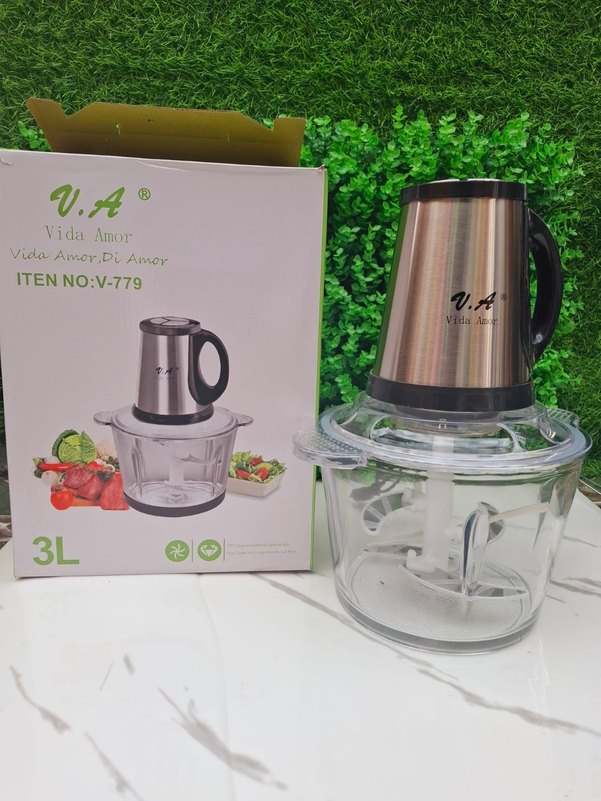 CORTADOR ELECTRICO DE VERDURAS Y CARNES PROCESADOR DE ALIMENTOS DE VIDRIO - Imagen 3