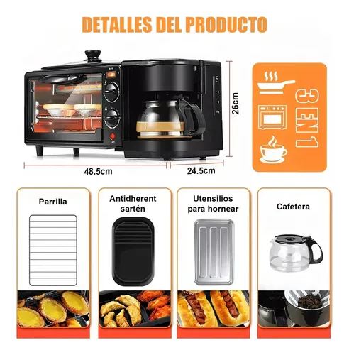 MAQUINA DE DESAYUNO HORNO 3 EN 1 - Imagen 6