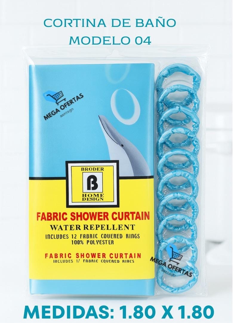 CORTINA DE BAÑO 100% POLIESTER MAS ANILLOS DE TELA - Imagen 5