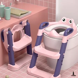 Asiento escalera reductor de inodoro rosado