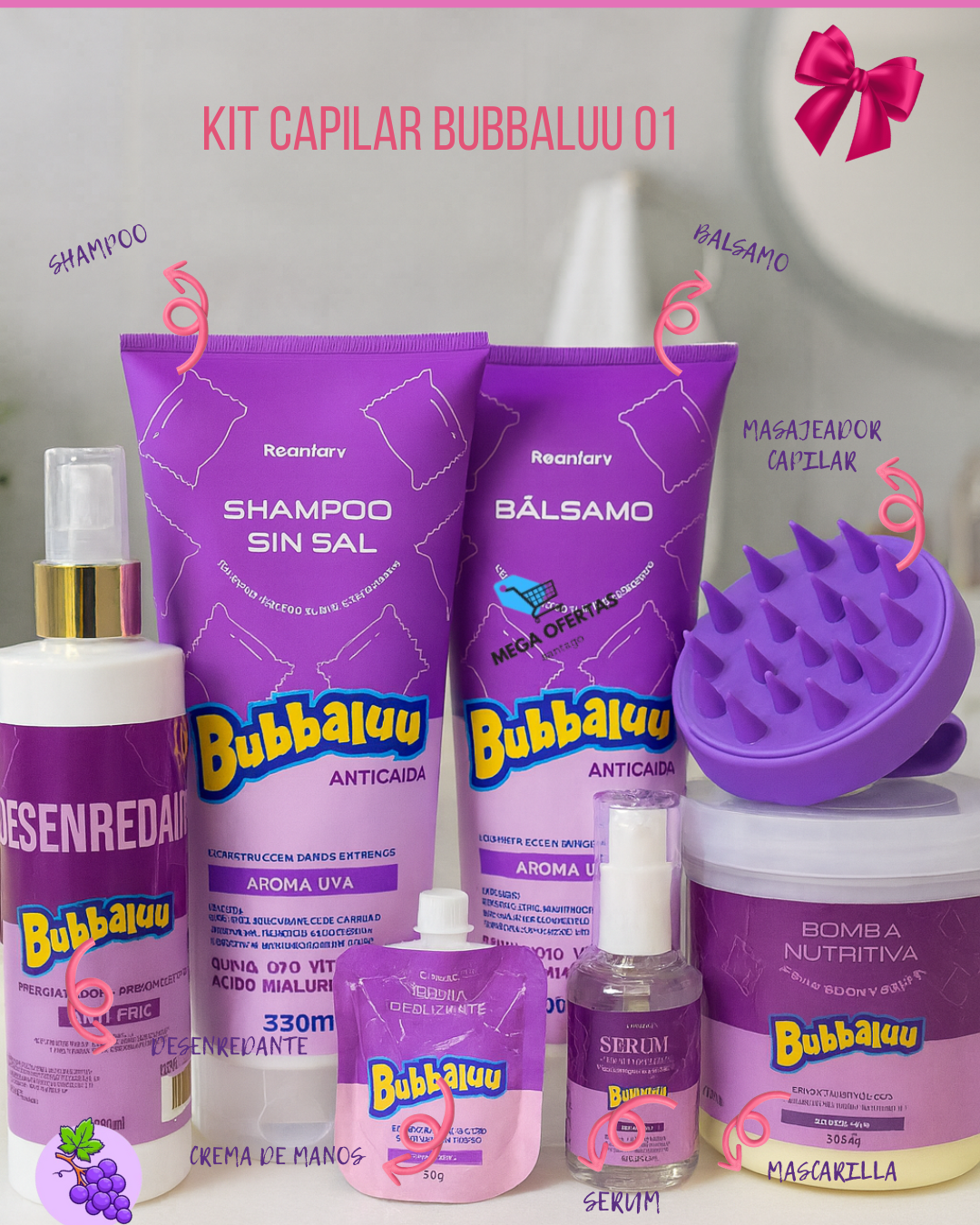 KIT CAPILAR BUBBALUU HIDRATANTE AROMA UVA