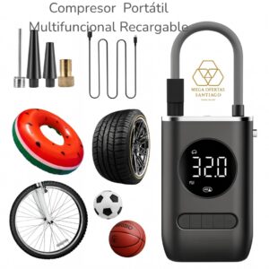 COMPRESOR DE PORTACTIL MULTIFUNCIONAL RECARGABLE