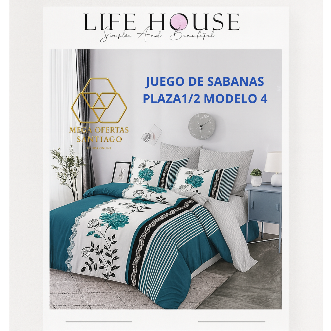 JUEGO DE SABANAS PLAZA 1/2 MODELO 4